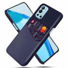 For OnePlus 9R Cloth Texture PC + PU Leather Back Cover Shockproof Case with Card Slot(Blue) - 1