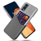 For OnePlus Nord 2 Cloth Texture PC + PU Leather Back Cover Shockproof Case with Card Slot(Grey) - 1