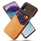 For OnePlus Nord CE 5G Cloth Texture PC + PU Leather Back Cover Shockproof Case with Card Slot(Orange) - 1