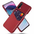 For OnePlus Nord CE 5G Cloth Texture PC + PU Leather Back Cover Shockproof Case with Card Slot(Red) - 1