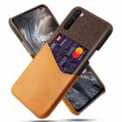 For OnePlus Nord Cloth Texture PC + PU Leather Back Cover Shockproof Case with Card Slot(Orange) - 1