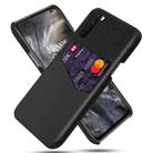 For OnePlus Nord Cloth Texture PC + PU Leather Back Cover Shockproof Case with Card Slot(Black) - 1