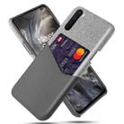 For OnePlus Nord Cloth Texture PC + PU Leather Back Cover Shockproof Case with Card Slot(Grey) - 1