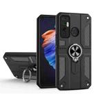 For Tecno Camon 17 Carbon Fiber Pattern PC + TPU Protective Case with Ring Holder(Black) - 1