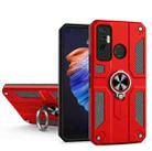 For Tecno Camon 17 Carbon Fiber Pattern PC + TPU Protective Case with Ring Holder(Red) - 1