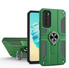 For Tecno Camon 17 Pro Carbon Fiber Pattern PC + TPU Protective Case with Ring Holder(Green) - 1