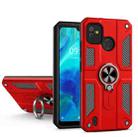 For Tecno Pop 5 Carbon Fiber Pattern PC + TPU Protective Case with Ring Holder(Red) - 1