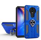 For Tecno Spark 6 Carbon Fiber Pattern PC + TPU Protective Case with Ring Holder(Dark Blue) - 1