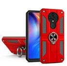 For Tecno Spark 6 Carbon Fiber Pattern PC + TPU Protective Case with Ring Holder(Red) - 1