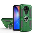 For Tecno Spark 6 Carbon Fiber Pattern PC + TPU Protective Case with Ring Holder(Green) - 1