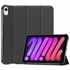 For iPad mini 6 Custer Texture Horizontal Flip Leather Tablet Case with Three-folding Holder & Sleep / Wake-up Function(Black) - 1