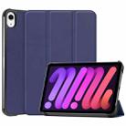 For iPad mini 6 / mini 2024 Custer Texture 3-Fold Holder Smart Leather Tablet Case(Blue) - 1