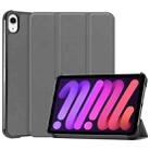 For iPad mini 6 Custer Texture Horizontal Flip Leather Tablet Case with Three-folding Holder & Sleep / Wake-up Function(Grey) - 1