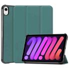 For  iPad mini 6 / mini 2024 Custer Texture 3-Fold Holder Smart Leather Tablet Case(Dark Green) - 1