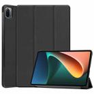 For Xiaomi Pad 5 Custer Texture Horizontal Flip Leather Case with Three-folding Holder & Sleep / Wake-up Function(Black) - 1