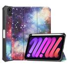 For iPad mini 6 Colored Drawing Horizontal Flip TPU + PU Leather Tablet Case with Three-folding Holder & Sleep / Wake-up Function & Pen Slot(Galaxy) - 1