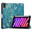 For iPad mini 6 Colored Drawing Horizontal Flip TPU + PU Leather Tablet Case with Three-folding Holder & Sleep / Wake-up Function & Pen Slot(Apricot Blossom) - 1