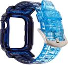 Gradient TPU Integrated Case Strap For Apple Watch Series 8&7 45mm / SE 2&6&SE&5&4 44mm / 3&2&1 42mm(Double Blue-Silver Clasp) - 1