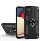 For Samsung Galaxy A02s Carbon Fiber Pattern PC + TPU Protective Case with Ring Holder(Black) - 1