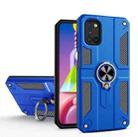For Samsung Galaxy A03s (166.6mm) Carbon Fiber Pattern PC + TPU Protective Case with Ring Holder(Dark Blue) - 1