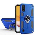 For Samsung Galaxy A10 Carbon Fiber Pattern PC + TPU Protective Case with Ring Holder(Dark Blue) - 1