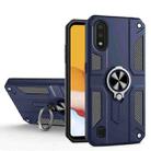 For Samsung Galaxy A10 Carbon Fiber Pattern PC + TPU Protective Case with Ring Holder(Blue) - 1