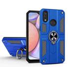For Samsung Galaxy A10s Carbon Fiber Pattern PC + TPU Protective Case with Ring Holder(Dark Blue) - 1