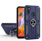 For Samsung Galaxy A11 Carbon Fiber Pattern PC + TPU Protective Case with Ring Holder(Blue) - 1