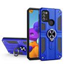 For Samsung Galaxy A21s Carbon Fiber Pattern PC + TPU Protective Case with Ring Holder(Dark Blue) - 1