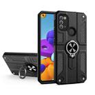 For Samsung Galaxy A21s Carbon Fiber Pattern PC + TPU Protective Case with Ring Holder(Black) - 1