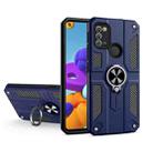 For Samsung Galaxy A21s Carbon Fiber Pattern PC + TPU Protective Case with Ring Holder(Blue) - 1