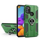 For Samsung Galaxy A21s Carbon Fiber Pattern PC + TPU Protective Case with Ring Holder(Green) - 1