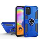 For Samsung Galaxy A31 Carbon Fiber Pattern PC + TPU Protective Case with Ring Holder(Dark Blue) - 1