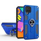 For Samsung Galaxy M62 Carbon Fiber Pattern PC + TPU Protective Case with Ring Holder(Dark Blue) - 1