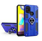For Samsung Galaxy M31 Carbon Fiber Pattern PC + TPU Protective Case with Ring Holder(Dark Blue) - 1