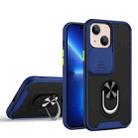 Sliding Camera Cover Design TPU + PC Magnetic Shockproof Case with Ring Holder For iPhone 13(Blue) - 1