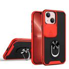 Sliding Camera Cover Design TPU + PC Magnetic Shockproof Case with Ring Holder For iPhone 13(Red) - 1