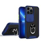 Sliding Camera Cover Design TPU + PC Magnetic Shockproof Case with Ring Holder For iPhone 13 Pro(Blue) - 1