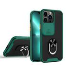 Sliding Camera Cover Design TPU + PC Magnetic Shockproof Case with Ring Holder For iPhone 13 Pro(Deep Green) - 1