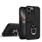 Sliding Camera Cover Design TPU + PC Magnetic Shockproof Case with Ring Holder For iPhone 13 Pro Max(Black) - 1