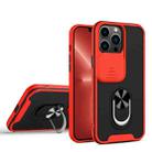 Sliding Camera Cover Design TPU + PC Magnetic Shockproof Case with Ring Holder For iPhone 13 Pro Max(Red) - 1