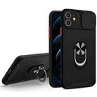 Sliding Camera Cover Design TPU + PC Magnetic Shockproof Case with Ring Holder For iPhone 12(Black) - 1