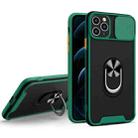 Sliding Camera Cover Design TPU + PC Magnetic Shockproof Case with Ring Holder For iPhone 12 Pro(Deep Green) - 1