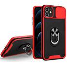 Sliding Camera Cover Design TPU + PC Magnetic Shockproof Case with Ring Holder For iPhone 11(Red) - 1