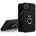 Sliding Camera Cover Design TPU + PC Magnetic Shockproof Case with Ring Holder For iPhone 11 Pro(Black) - 1