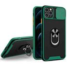 Sliding Camera Cover Design TPU + PC Magnetic Shockproof Case with Ring Holder For iPhone 11 Pro Max(Deep Green) - 1