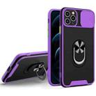 Sliding Camera Cover Design TPU + PC Magnetic Shockproof Case with Ring Holder For iPhone 11 Pro Max(Purple) - 1