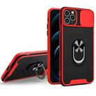 Sliding Camera Cover Design TPU + PC Magnetic Shockproof Case with Ring Holder For iPhone 11 Pro Max(Red) - 1
