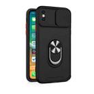 For iPhone X / XS Sliding Camera Cover Design TPU + PC Magnetic Shockproof Case with Ring Holder(Black) - 2