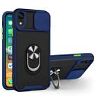 Sliding Camera Cover Design TPU + PC Magnetic Shockproof Case with Ring Holder For iPhone XR(Blue) - 1